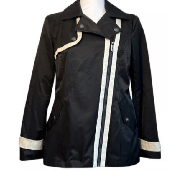 Circus by Sam Edelman Black Asymmetrical Windbreaker Rain Coat Jacket - Picture 1 of 15